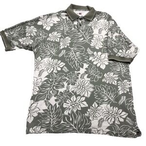 VTG Skins Game Golf Polo Mens LARGE Hawaiian Floral Tropical Vent Holes MADE USA